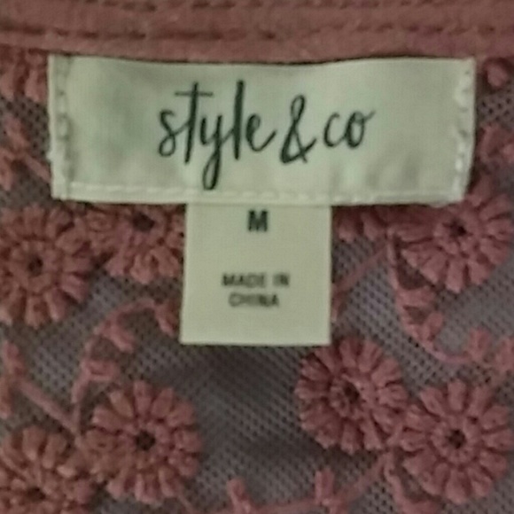 M ladies Style & Co. pink rosy BOHO TOP long sleeve & flowing - Picture 2 of 8